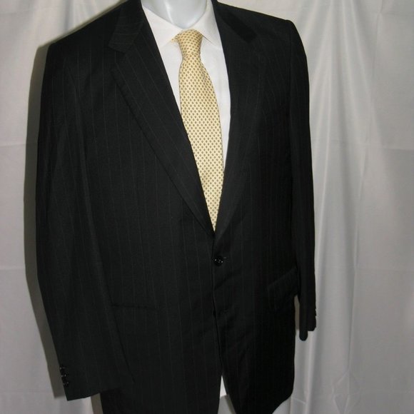 Brioni Two Button Hand Tailored Vintage Blue Stripe Two Button Suit Jacket 42L